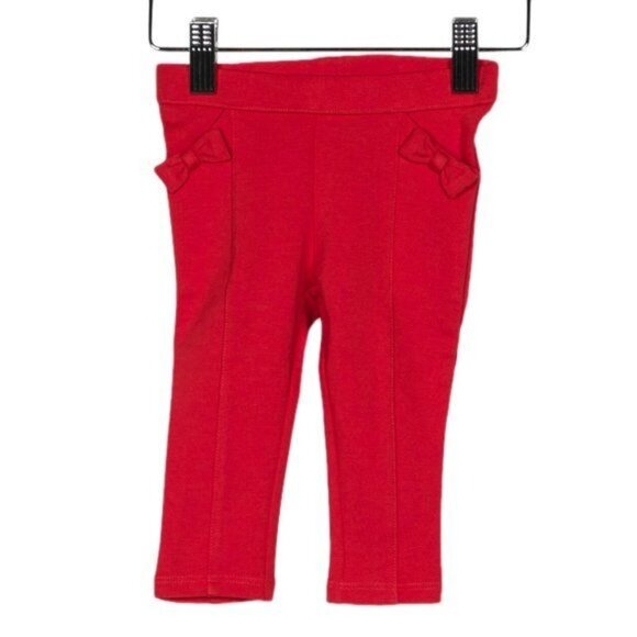Janie and Jack Red Bow Infant Girls Size  6-12 months Solid Pants Ponte Knit New - Picture 1 of 2